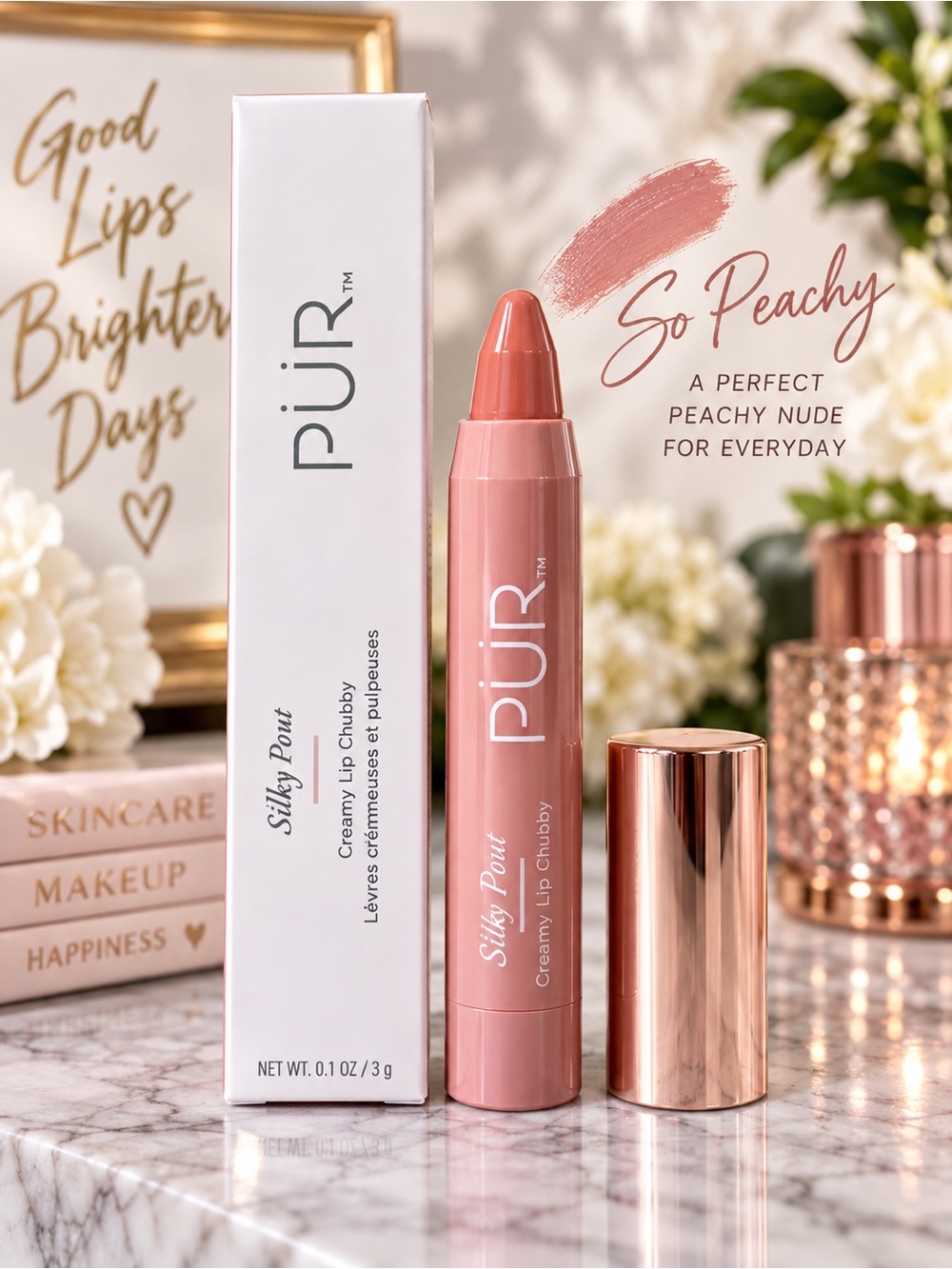 PÜR Silky Pout Creamy Lip Chubby So Peachy Nude Lip Color Full Size